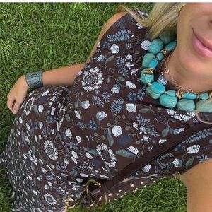 Hill House “ The Sloane Dress / Chocolate Sweedish Floral”